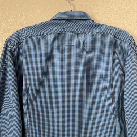 G Star Raw Shirt Mens Large Blue Check Western Yoke Cowboy Snap Button Preppy - Picture 6 of 11